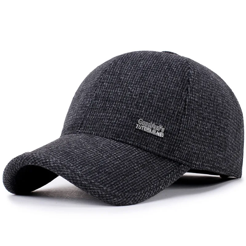 Yeni Yüksek kaliteli kap Sıcak Kış bahar Kalınlaşmış beyzbol şapkası Erkek Pamuk Baba Şapka Snapback Şapka Kulak Flaps Erkekler İçin Şapka