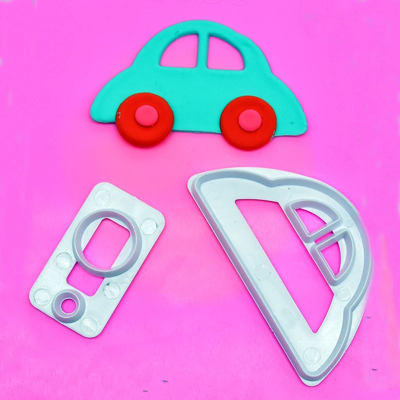 2 adet Küçük Araba Plastik kurabiye kesici Şeker Fondan Kalıp Kek Dekorasyon Kalıp