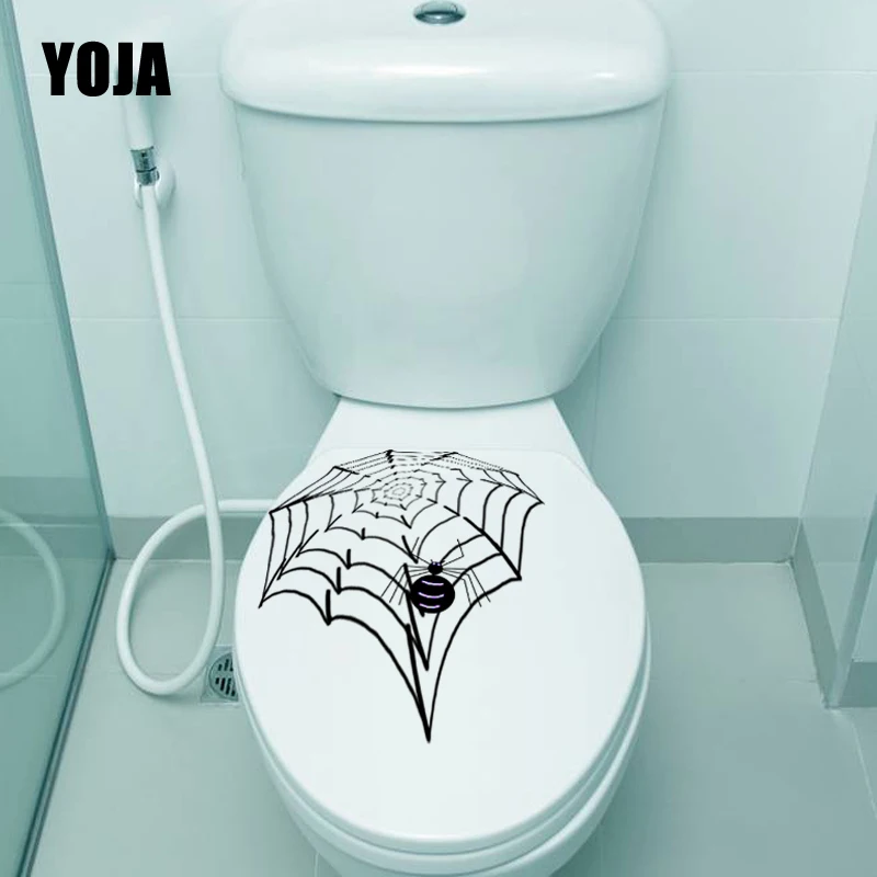 YOJA 22.5X23.4CM Yaratıcı Yatak Odası Ev Dekor Duvar Sticker Tuvalet Çıkartması Cadılar Bayramı Örümcek Web T5-1250