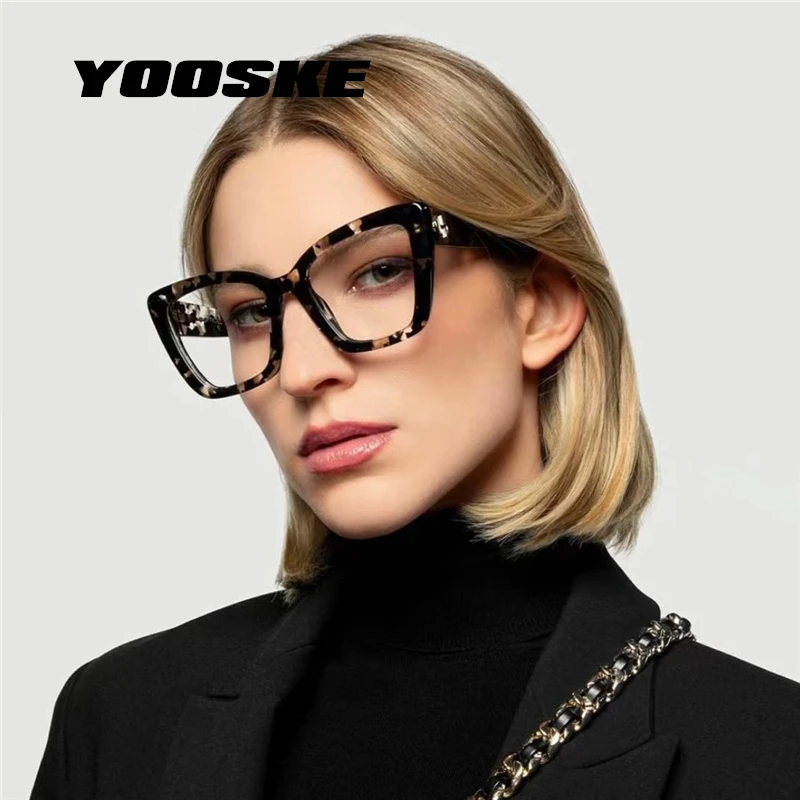 YOOSKE Anti mavi ışık kedi göz gözlük çerçeveleri kadın moda boy gözlük çerçeve kadın marka TR90 bilgisayar gözlük