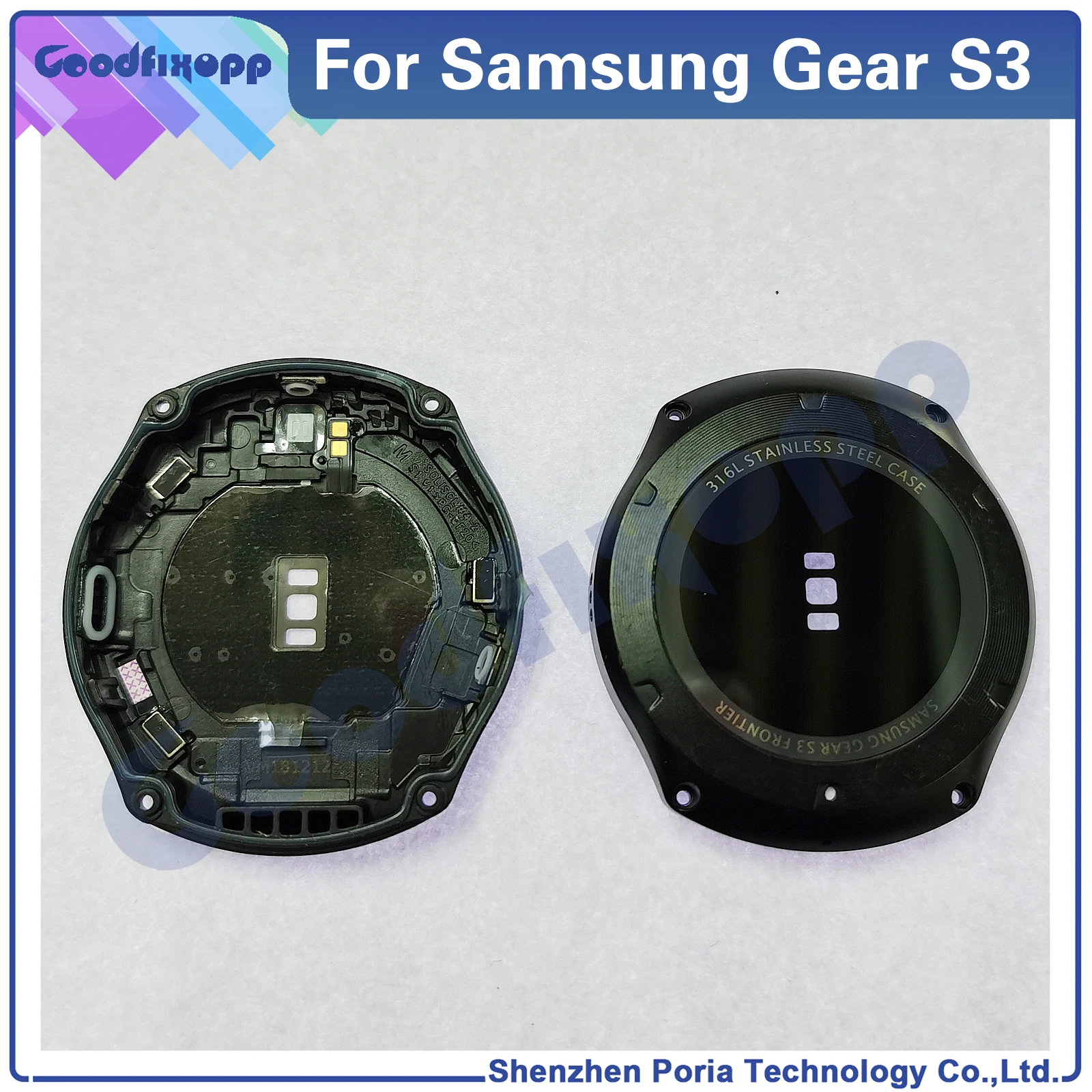 Samsung Dişli S3 Sınır / S3 Klasik R760 R765 R770 R775 İzle Konut Kabuk Pil Kapağı Case Arka Arka Kapak Cam Lens