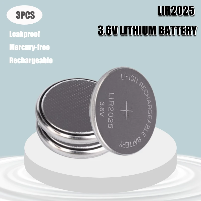 3 ADET YENİ LIR2025 şarj edilebilir pil BMW Araba Anahtarı için li-ion pil Düğmesi / Madeni Para Hücresi 3.6 V 30mAh Yedek CR2025