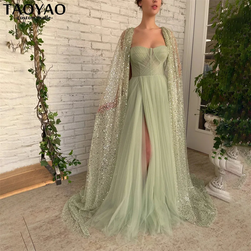Yeni Muhteşem Sevgiliye Dantel balo kıyafetleri Glitter Yüksek Yan Bölünmüş Parti Elbise 2022 Tül Örgün Abiye giyim Vestidos De Noche