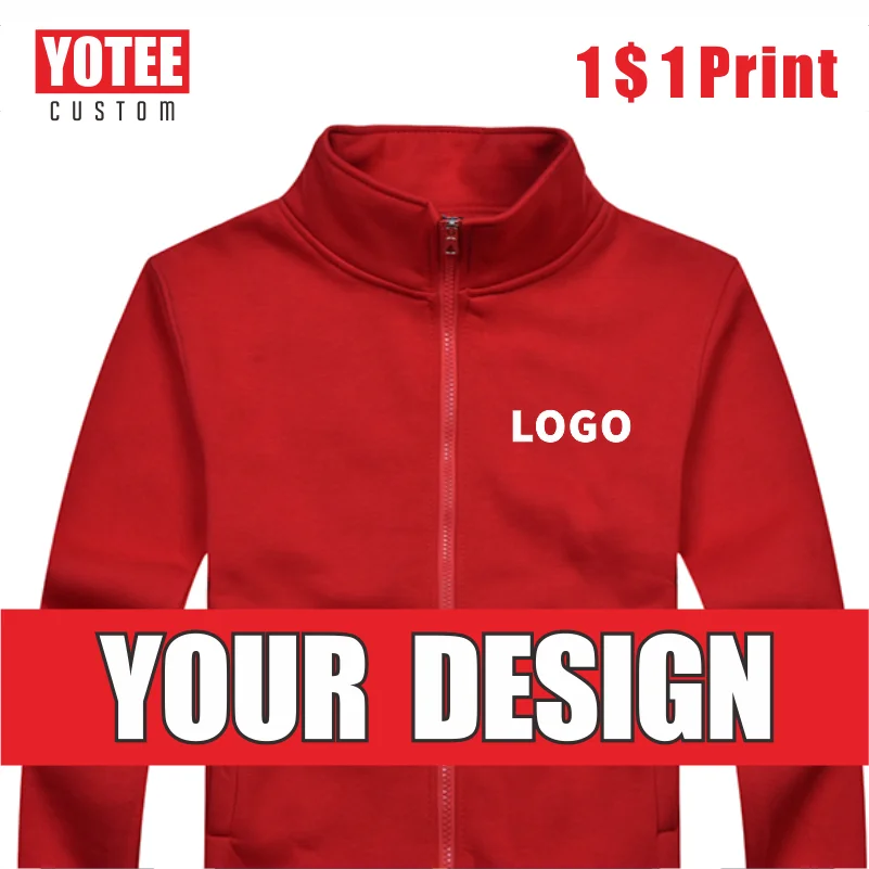YOTEE2021 sonbahar ve kış rahat yüksek kaliteli stand-up yaka fermuarlı ceket özel logo nakış erkekler ve kadınlar tops