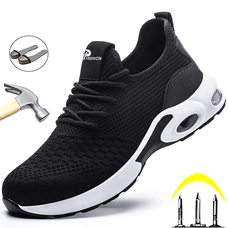 Moda güvenlik ayakkabıları Erkekler Çelik Ayak İş Sneakers Erkek Ayakkabı Nefes iş ayakkabısı Anti-delinme Yıkılmaz Güvenlik Ayakkabı