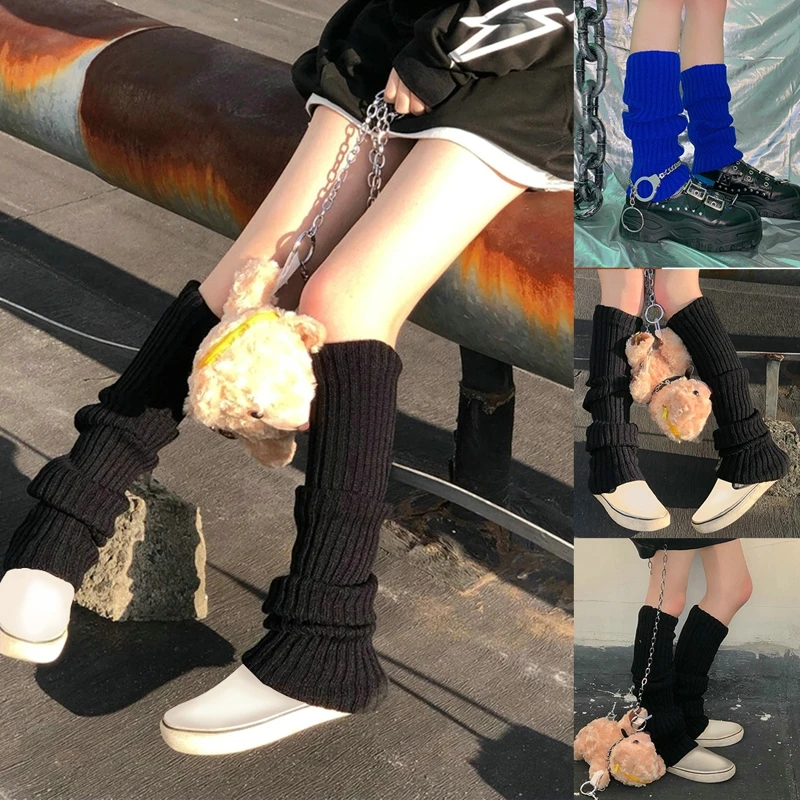 Sıcak Japon Lolita Tatlı Kız bacak ısıtıcısı Örgü Çorap Yün Topu Örme ayak koruyucu Cosplay Kadın Sonbahar Kış Punk Y2k Çorap