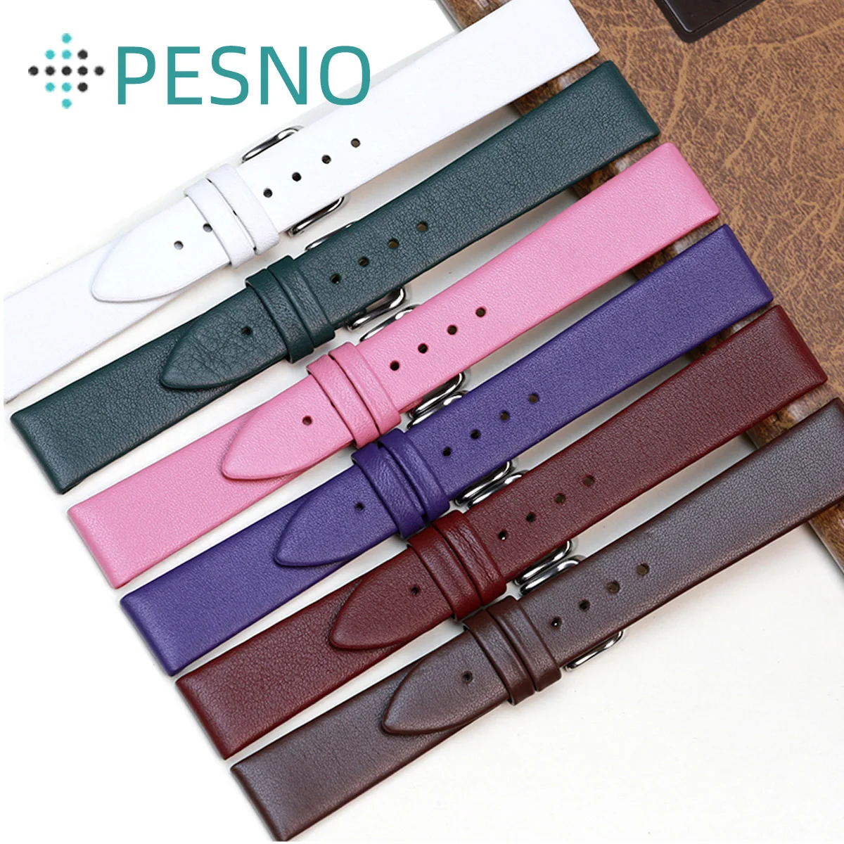 Pesno Hakiki Dana Derisi Deri Kordonlu Saat Pürüzsüz Doku ayarlanabilir saat Aksesuarları Renkli Saat Kayışı Hızlı Bırakma Pimi