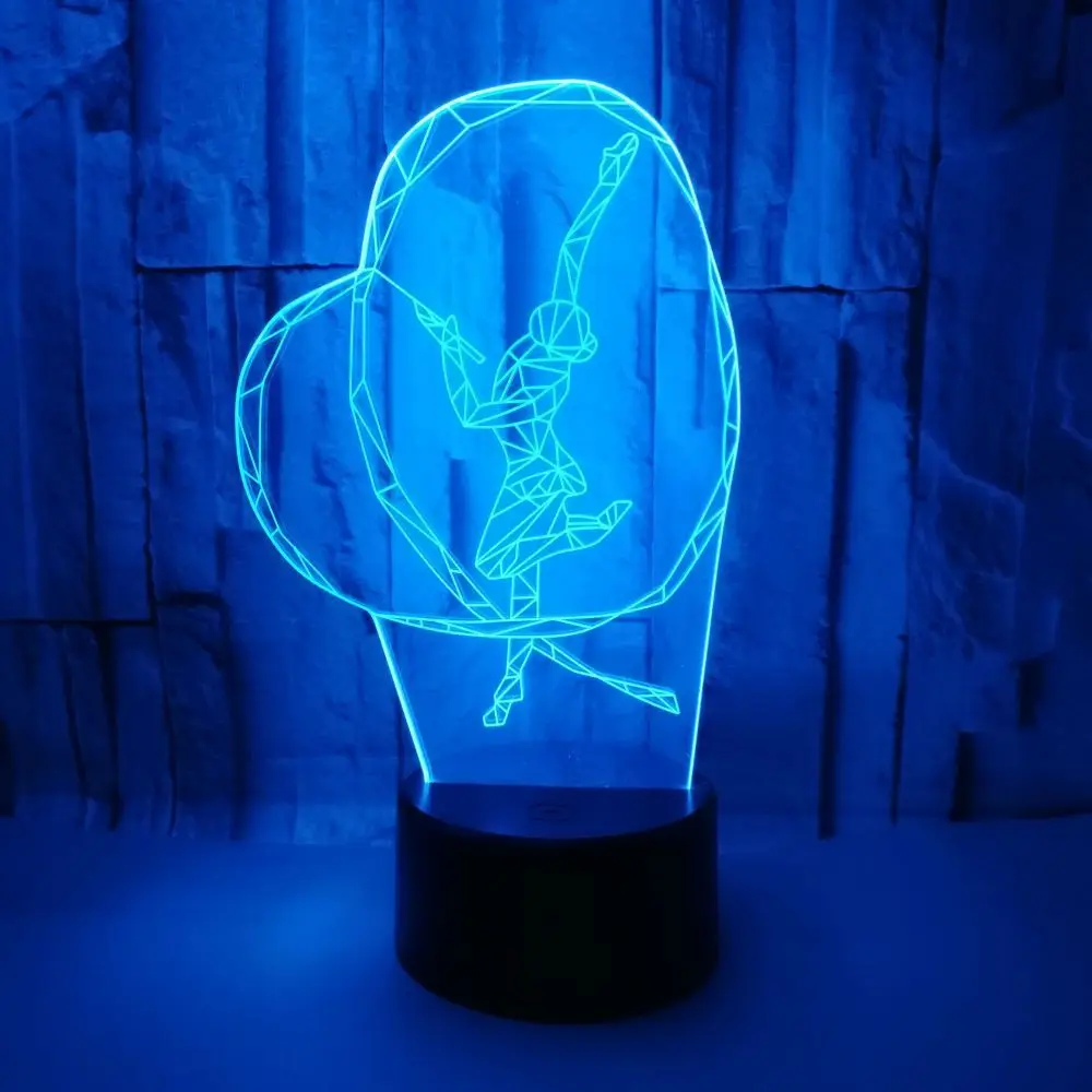 Ritmik Jimnastik 3D Illusion Gece Lambası Jimnastik Şerit Dansçı Kız LED Gece Lambası Usb Masa Lambası Ev Dekor Hediye