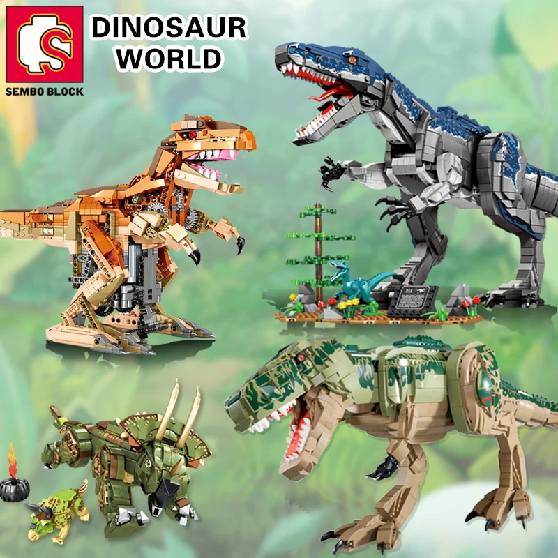 SEMBO BLOK T-Rex Dinozor Yapı Taşları çocuk oyuncakları Hobiler Koleksiyon Playset Tuğla Küçük Çocuklar DIY Hediyeler