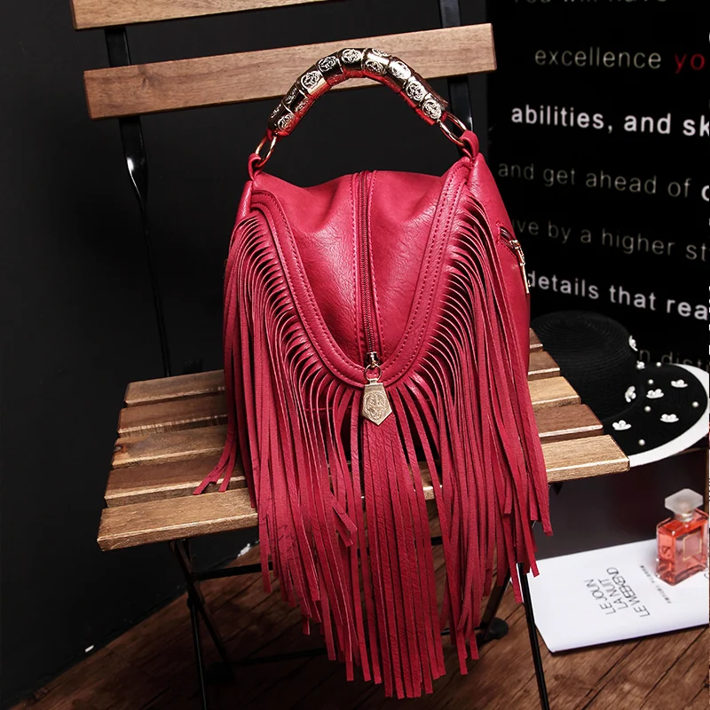 BENVICHED 2022 yeni püskül çanta çanta basit serin kırmızı basit omuz çantası moda kadın Satchel Çanta c114