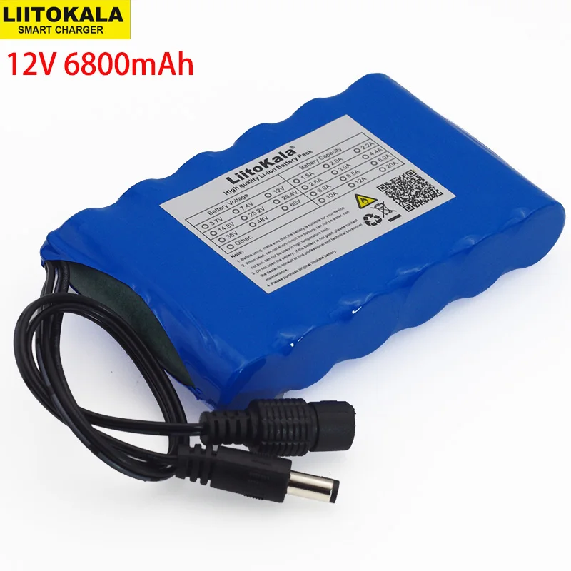 LiitoK Taşınabilir Süper 18650 Şarj Edilebilir lityum iyon batarya paketi kapasitesi DC 12 V 6800 Mah CCTV Kamera Monitör 12.6 V 6.8 ah