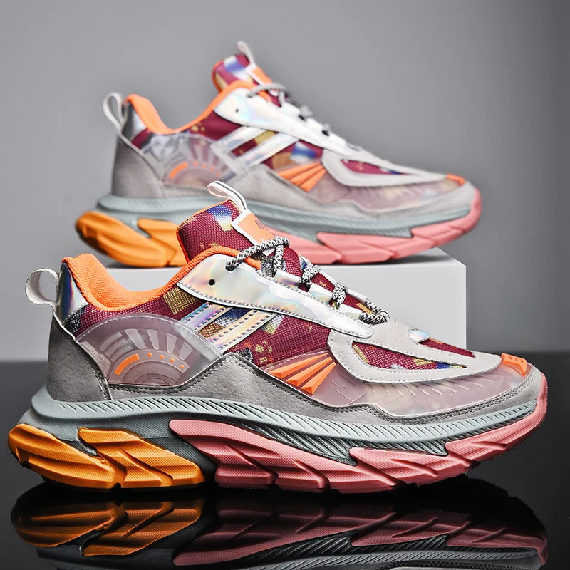 Erkek koşu ayakkabıları 2021 Bahar Tasarımcı Moda Renkli Tıknaz Ayakkabı Erkekler 46 Sokak Stili Erkek spor ayakkabılar 45 Artı Boyutu