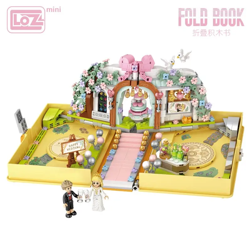 LOZ Lizhi düğün yapı taşı kitap katlanır kitap peri masalı küçük parçacıklar monte düğün kitap eğitici oyuncaklar gelgit oyun