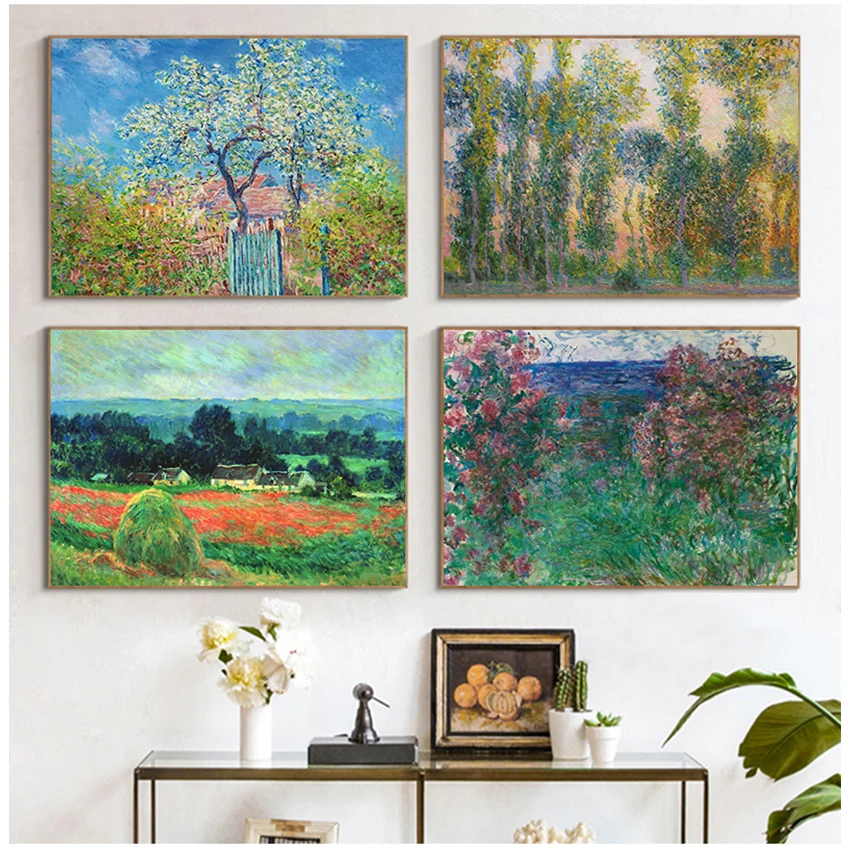 Claude Monet Kavak Haşhaş alanları Manzara Empresyonist Yağlıboya Posterler ve Baskılar Duvar Resmi Oturma Odası için