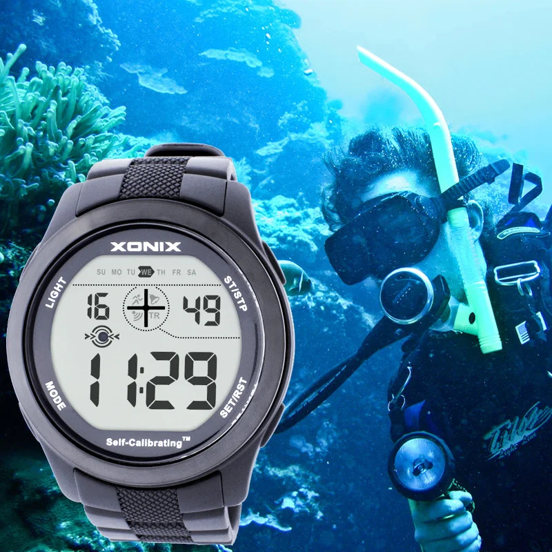Profesyonel Dalış İzle 100M Su Geçirmez erkek Dijital Spor Kol Saati Kronometre Balıkçılık Ekipmanları relogio masculino Saatler