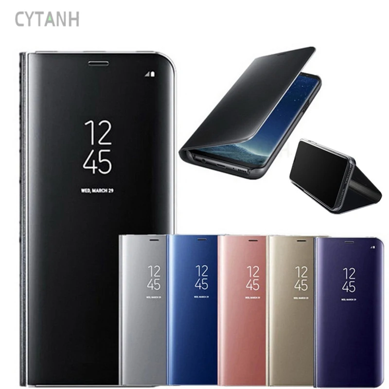 Lüks Ayna Görünüm Akıllı Flip Case Samsung Galaxy A5 2017 orijinal Manyetik fundas Için A52017 SM A520 A520F Deri Telefon kapak