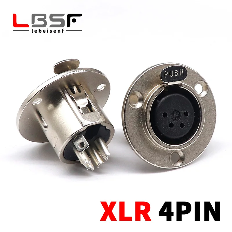 4pin Yuvarlak Dişi Metal XLR hoparlör paneli montaj soketli konnektör Adaptörü Ses Mikrofon Soketi