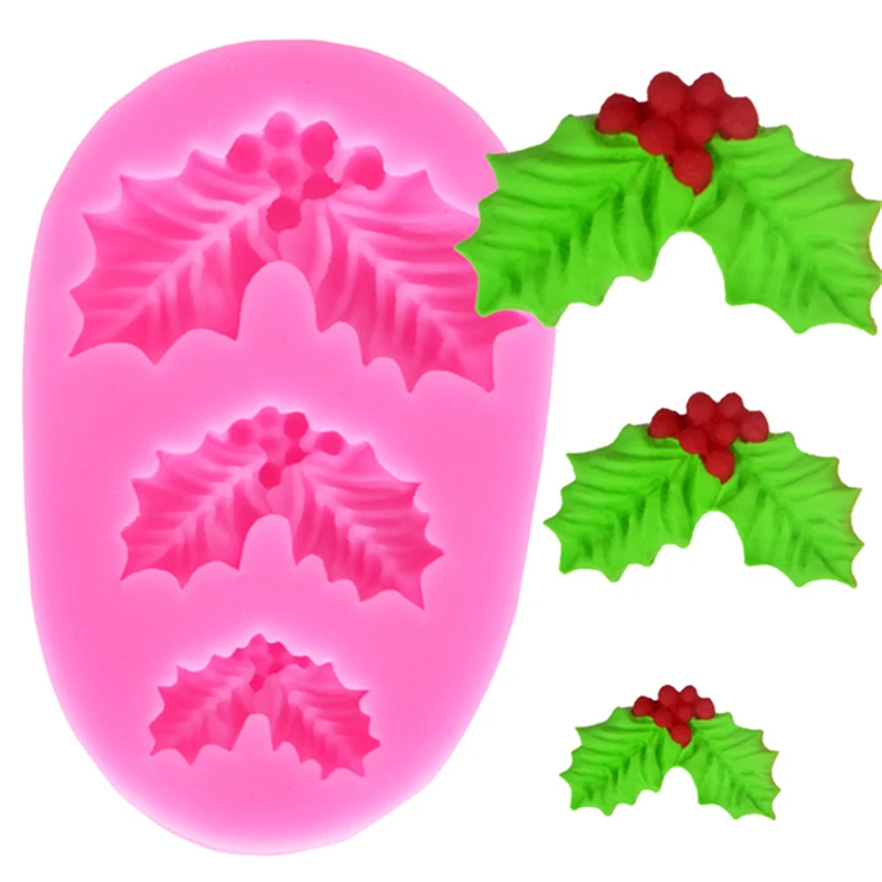 Yeni Fondan Kek silikon kalıp Noel Yaprakları Ters Şekillendirme Çikolata Mutfak Dekorasyon Araçları Kek Kalıbı 0