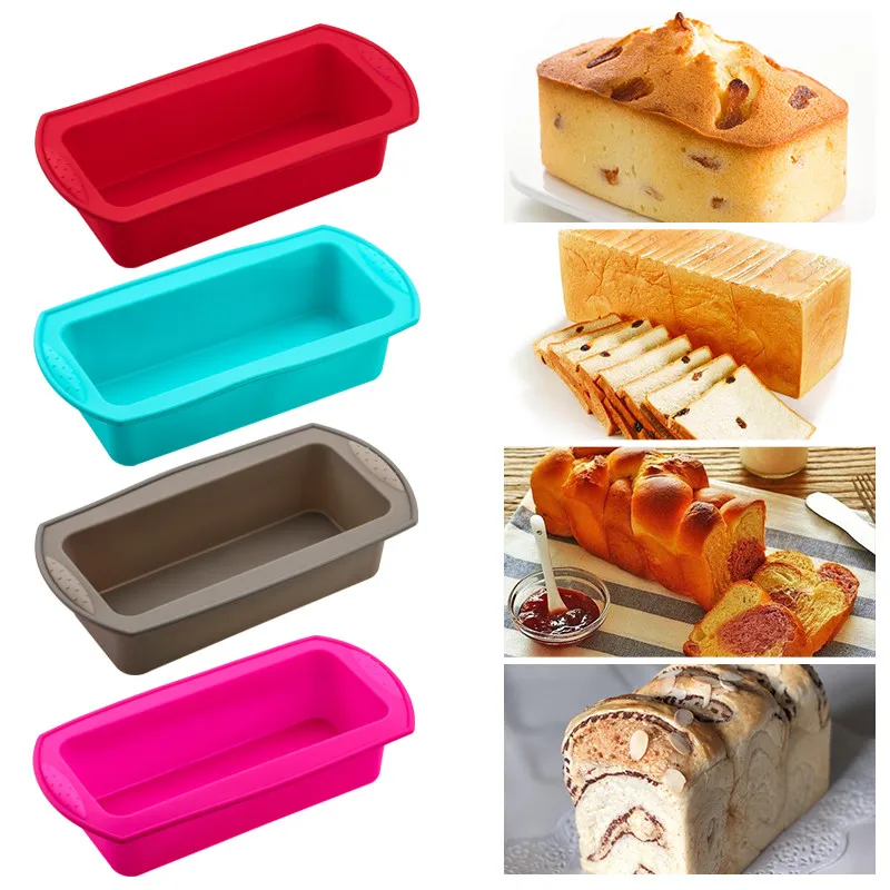 1 Adet Dikdörtgen silikon kalıp Pişirme Araçları Şeker Tost Kalıp Ekmek Pişirme Malzemeleri DIY Mutfak Aksesuarları Kek Bakeware Pan
