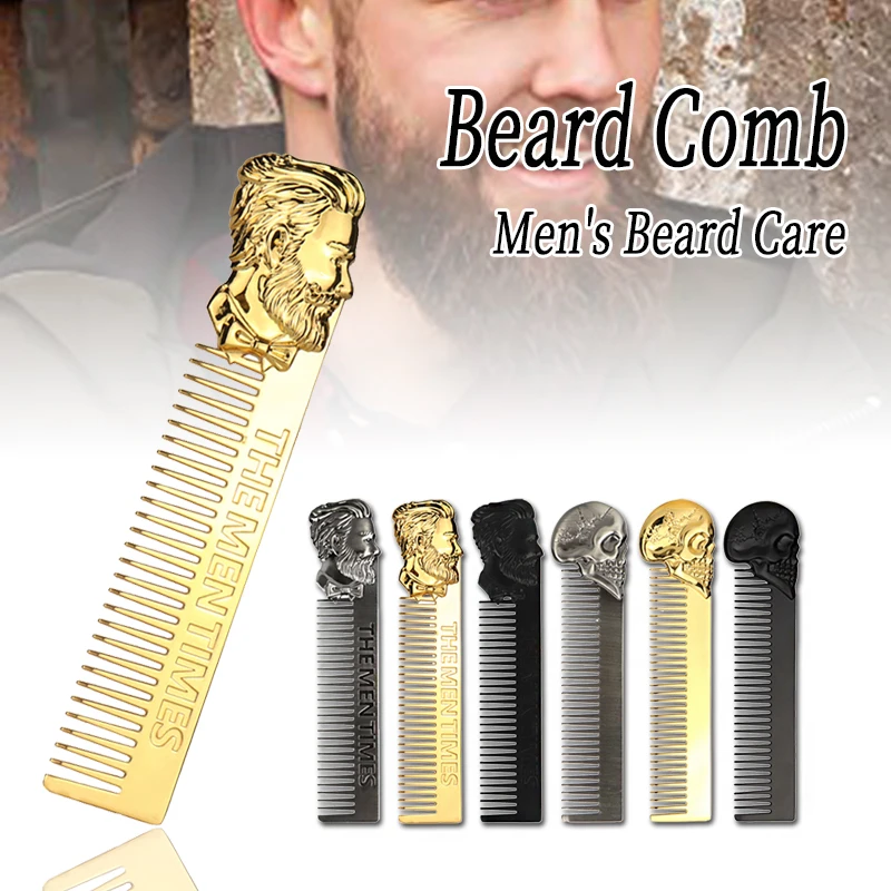 Meslek Alüminyum Metal Çift Taraflı sakal tarağı Erkekler sakal tarağı Bıyık Bakımı Şekillendirme Araçları Berber Şekillendirici Tarak