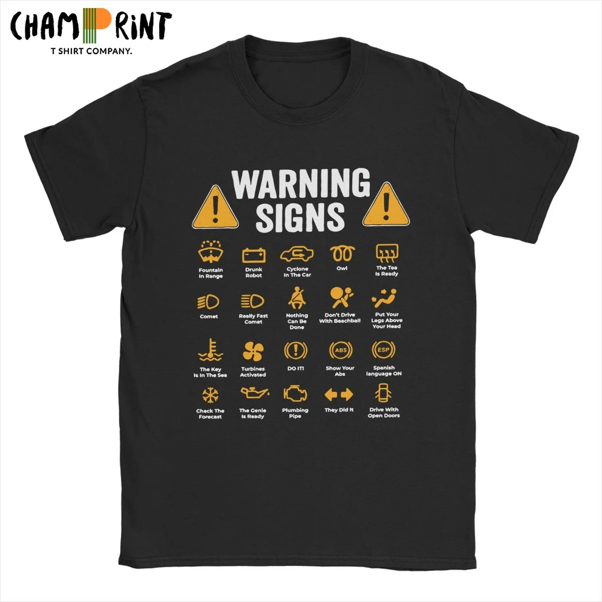 Erkek tişört Sürüş Uyarı İşaretleri %101 Saf Pamuk Tee Gömlek Kısa Kollu Oto Tamircisi Sürücü T Shirt Yuvarlak Yaka Giyim