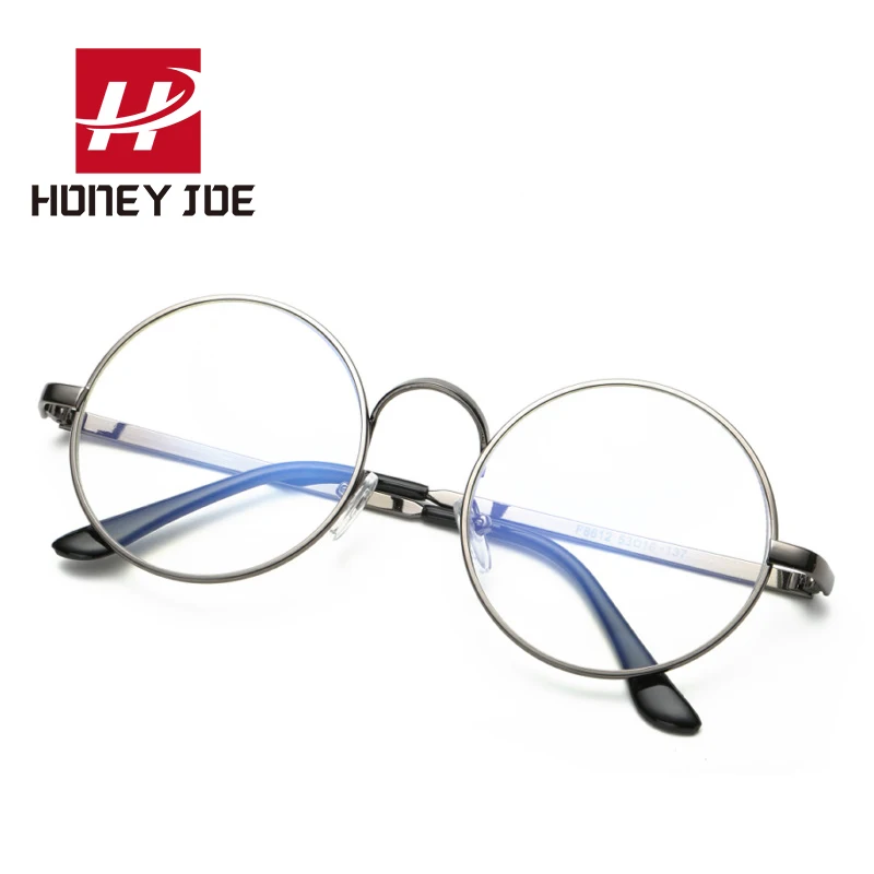 Retro Yuvarlak Anti mavi ışık Bilgisayar Cam Kadın Erkek Büyük Boy UV400 Metal Çerçeve Şeffaf Lens Blu-Ray Engelleme Göz gözlük