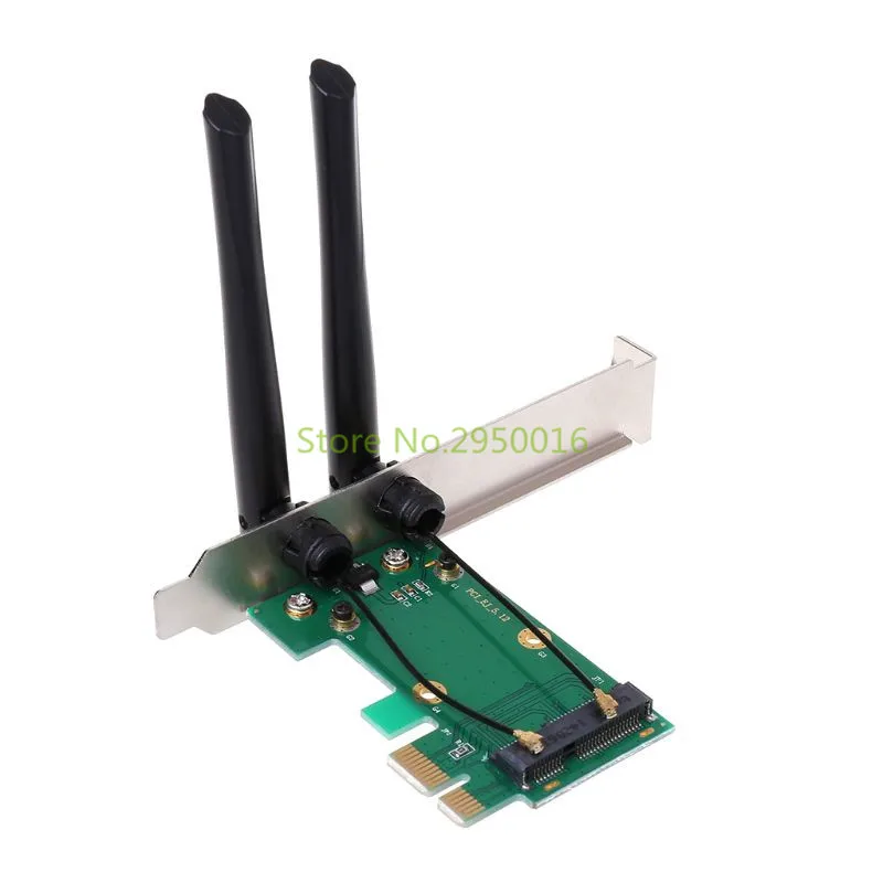 Kablosuz Ağ Kartı WiFi Mini PCI-E Express PCI-E Adaptörü 2 Anten Harici WiFi bilgisayar masaüstü C26