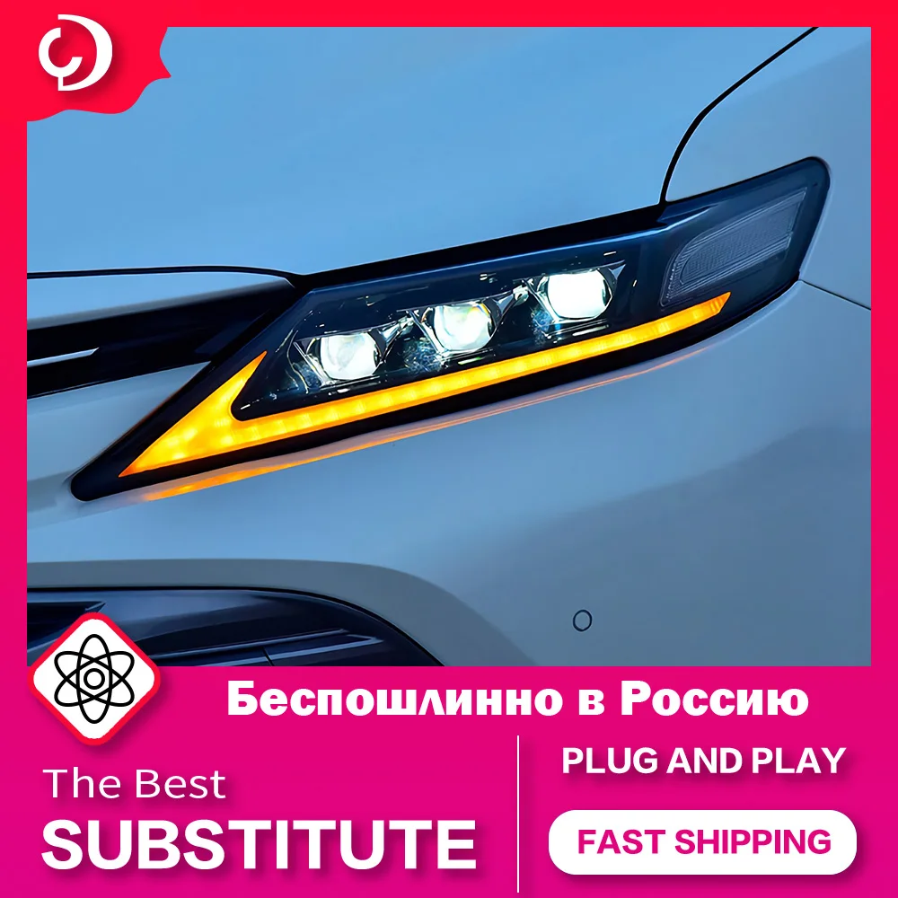 AKD Araba Styling Farlar Toyota Camry için G8 2018-2022 Hibrid Yükseltme Lexus ES LED Far DRL Kafa Lambası Led Projektör
