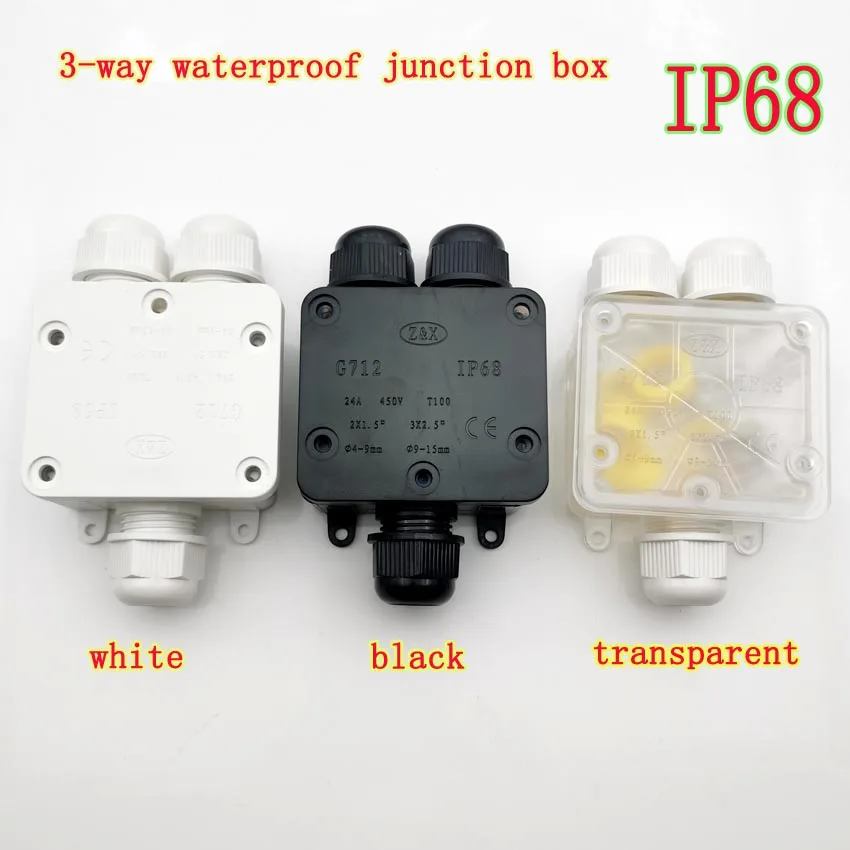 3 Yollu Plastik Su Geçirmez Dış Elektrik Bağlantı Kutusu Tel Bağlayıcı IP68 bağlantı kablosu Kutusu Açık Harici Kablolama