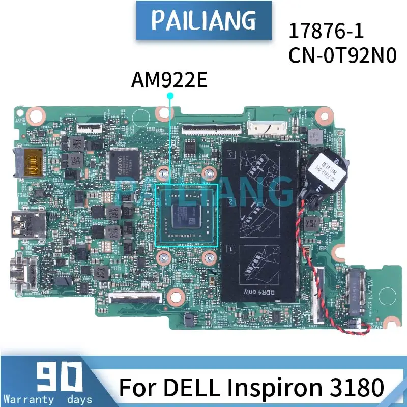 DELL Inspiron 3180 için AM922E Laptop Anakart 0T92N0 17876-1 DDR4 Dizüstü Anakart