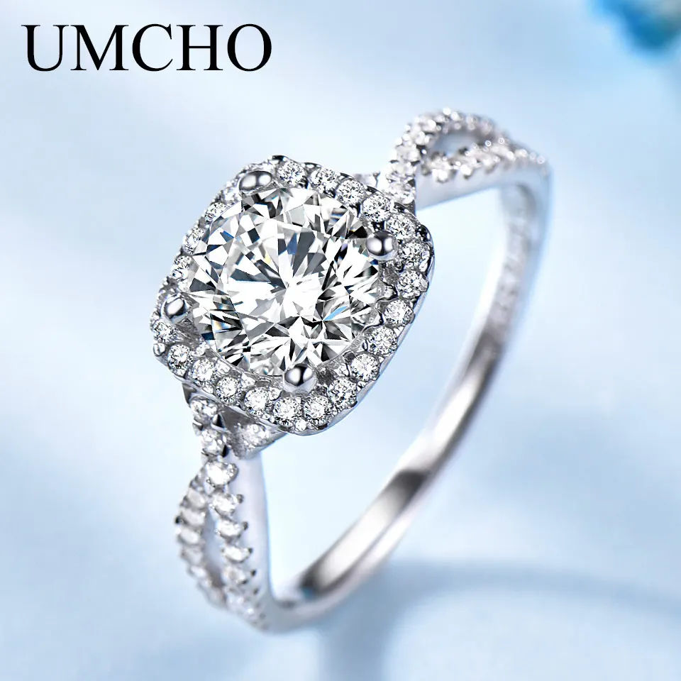UMCHO Romantik Katı 100 %925 Ayar Gümüş Yüzük Düğün Bantları Charm Yüzükler Kadınlar Için Nişan sevgililer Hediye Güzel Takı