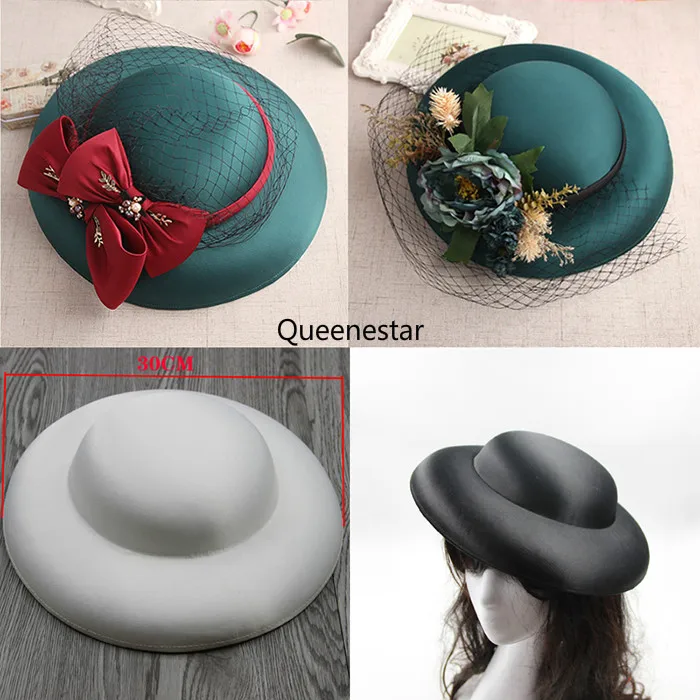 Büyük 30CM DIY Gelin Şapkalar Vintage Saten Keten Fascinator Şapka Tabanı El Yapımı Kadın Kokteyl Düğün Parti DIY Headdress 0