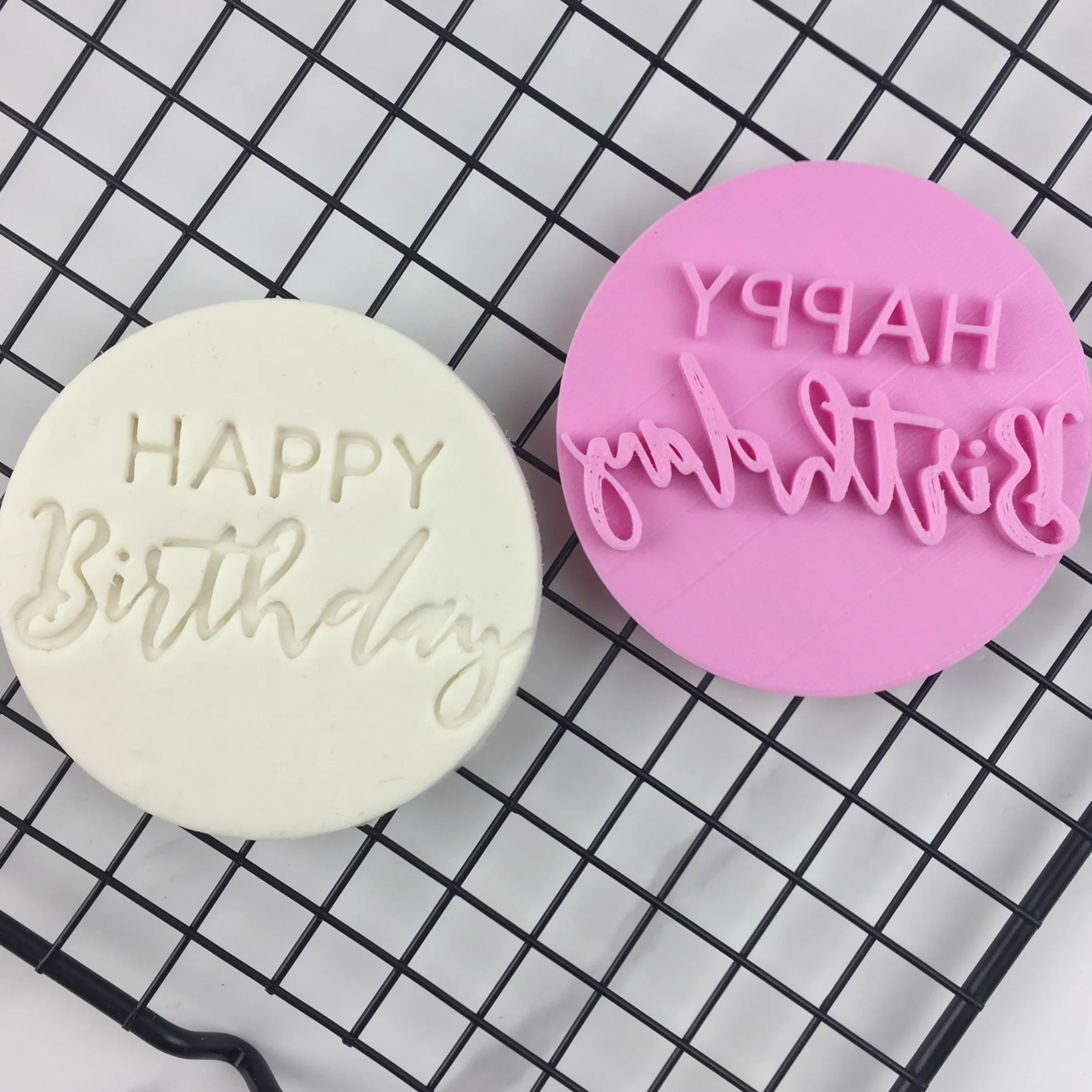 Mutlu doğum günü kurabiye damgası PLA 3D Kalıp özel Plastik Kabartma Damga kurabiye kesici Kek Kalıbı Kek Araçları Deluxe Damga