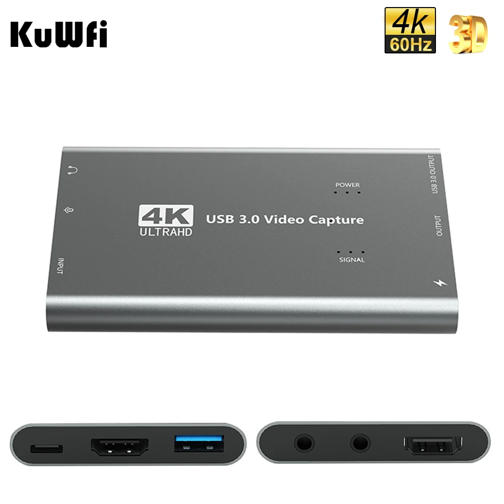 KuWFi 4K Video Yakalama Kartı 1080p 60fps HD-MI USB 3.0 Ses Yakalama Canlı Akış İçin Xbox One İçin PS4 Oyun Yakalama Anahtarı