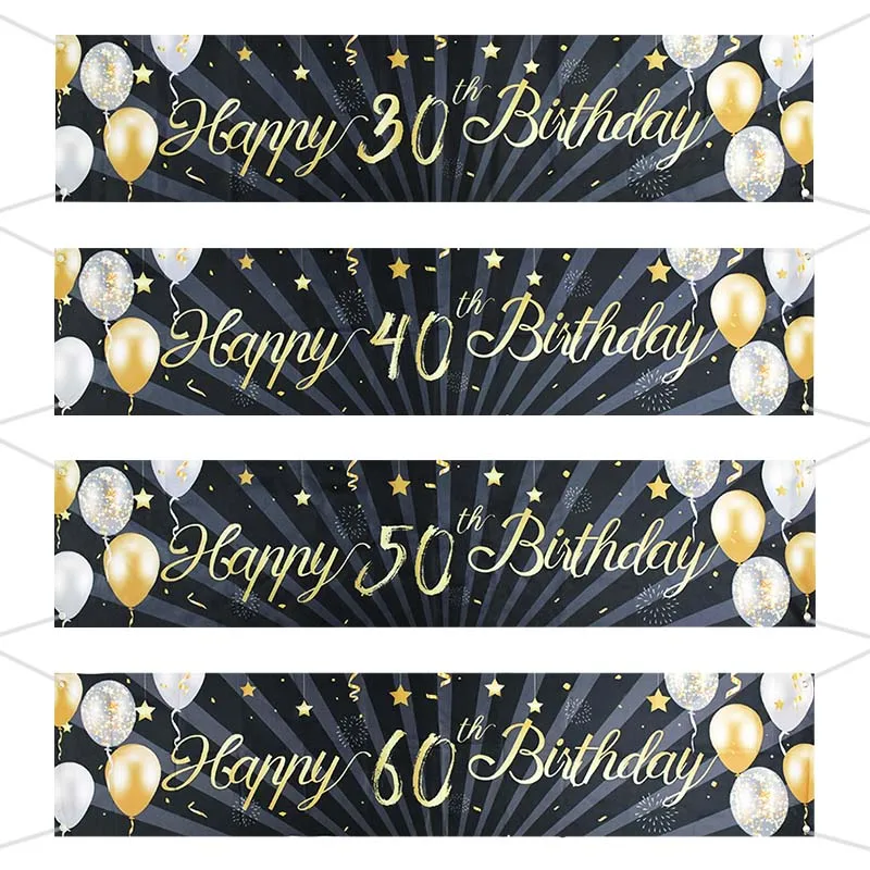 30 40 50 60 Yaşında Doğum Günü Zemin Dekor Mutlu 30th Doğum Günü Afiş Garland Yetişkin Siyah Altın Parti Malzemeleri Fotoğraf Sahne