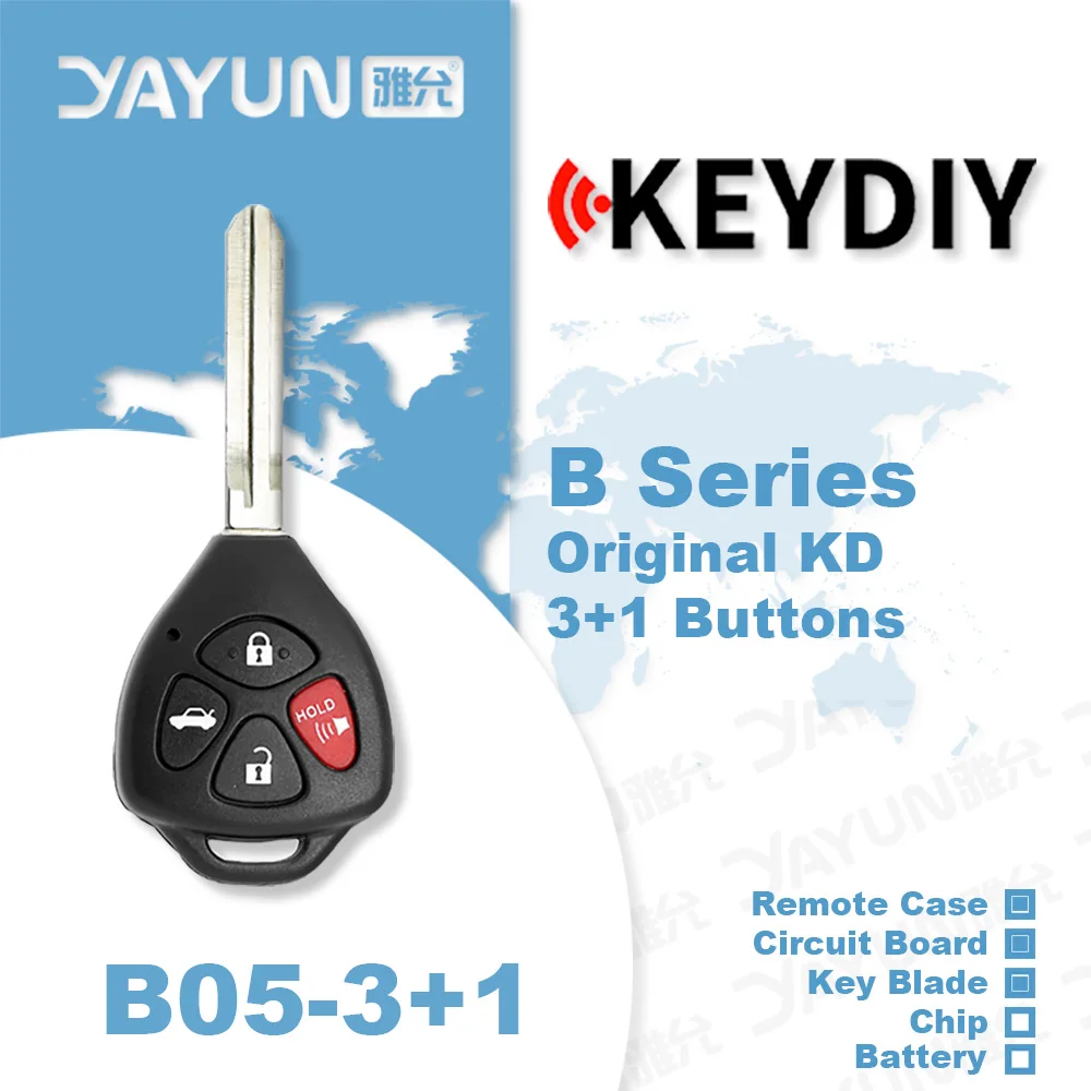 YAYUN KEYDIY KD900 + / URG/X2 / MAX / MİNİ Programcı B Serisi Uzaktan Kumanda B05-3+1 Düğmeler Evrensel Araba Anahtarı Toyota Tarzı