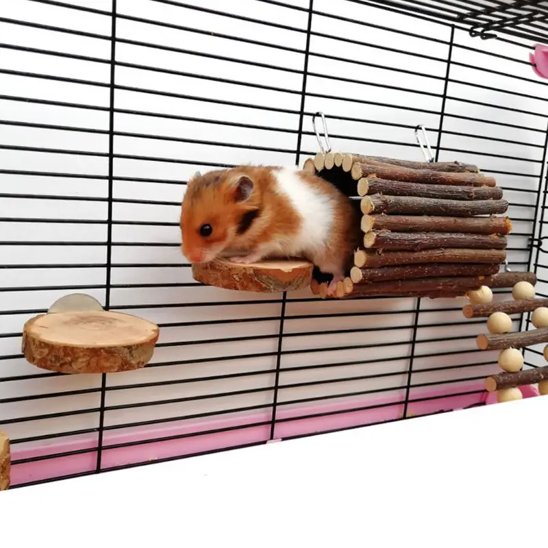 Ahşap Hayvan Asılı Tünel Kanca Tavşan Ferret Hamster Kobay Küçük Pet Egzersiz Tüpü Kafes Aksesuarları