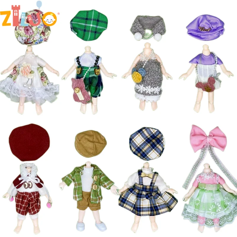 1/12 BJD Bebek Giysileri için 16 17cm Mini Bebek giyinmek Prenses Etek Aksesuarları Giyim Seti Çocuk Bebek Kız Hediye DIY Oyuncaklar