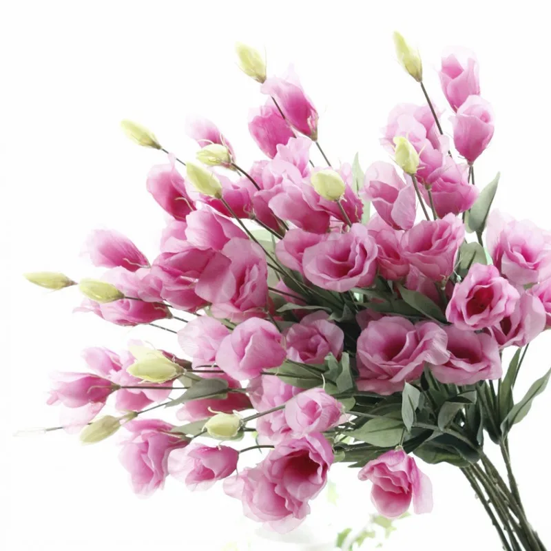 7 Kafaları Eustoma Lisianthus İpek Yapay Çiçekler Düğün Buket Ev Dekorasyon Sahte Çiçek