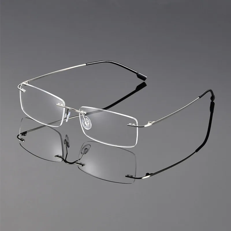 Titanyum alaşımlı reçete gözlük erkekler Çerçevesiz miyopi gözlük kadınlar Miyop Gözlük bitmiş gözlük-0.50-6.00
