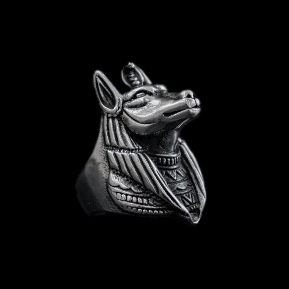 EYHIMD Mısır Mitolojisi Ölüm Anubis Paslanmaz Çelik Yüzük Mısır Çakal Tanrı Yeraltı Bekçisi Biker Yüzükler Kaya Takı