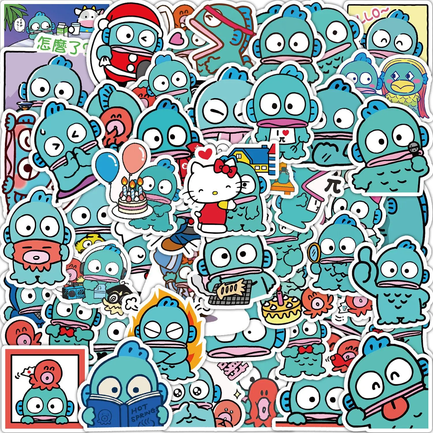 50 adet Sevimli Sanrio Mermaid Hangyodon Sticker çocuk Hediye Dizüstü Su Bardağı Araba Kılıfı Graffiti Dekoratif Sticker Su Geçirmez