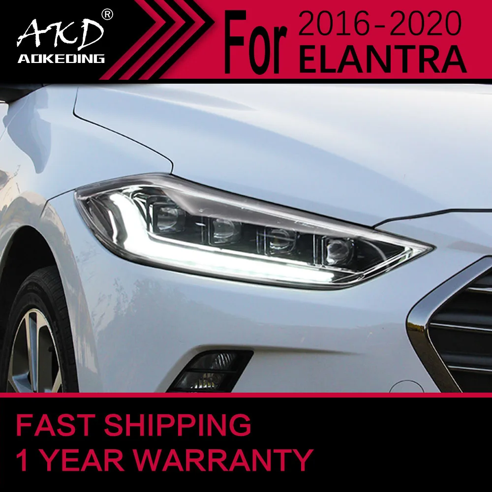 Araba ışıkları Hyundai Elantra için LED Far 2016-2020 Elantra Kafa lambası Drl projektör Lens Otomotiv Aksesuarları 1