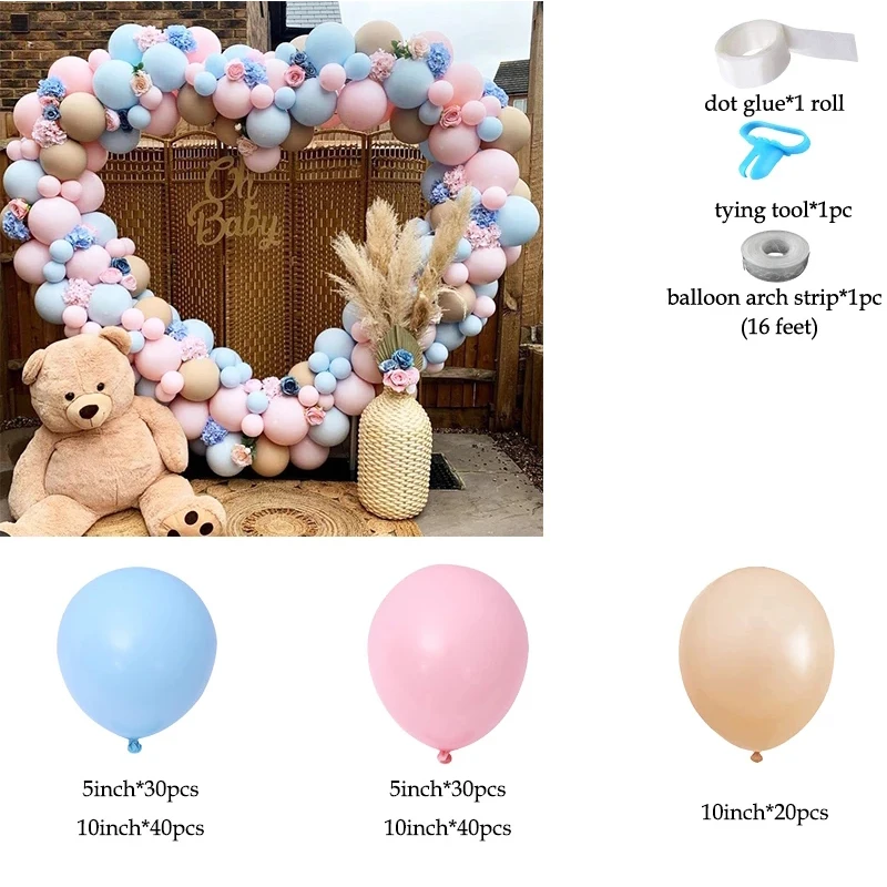 Cinsiyet Reveal Balon Garland Kemer Kiti Macaron Pembe Mavi Balonlar Seti Çocuklar İçin Bebek Duş Doğum Günü Partisi Malzemeleri Süslemeleri 1