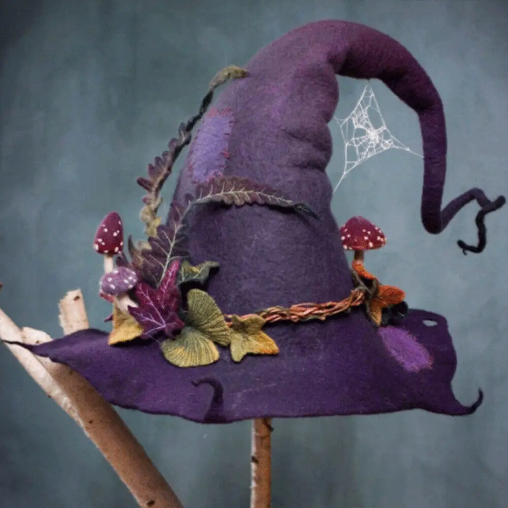 1 adet Yetişkin cadı şapkaları Masquerade Şerit Sihirbazı Şapka Kostüm Partisi Doğum Günü Cadılar Üst Sivri Kapaklar Cosplay Cadılar Bayramı Sahne 1