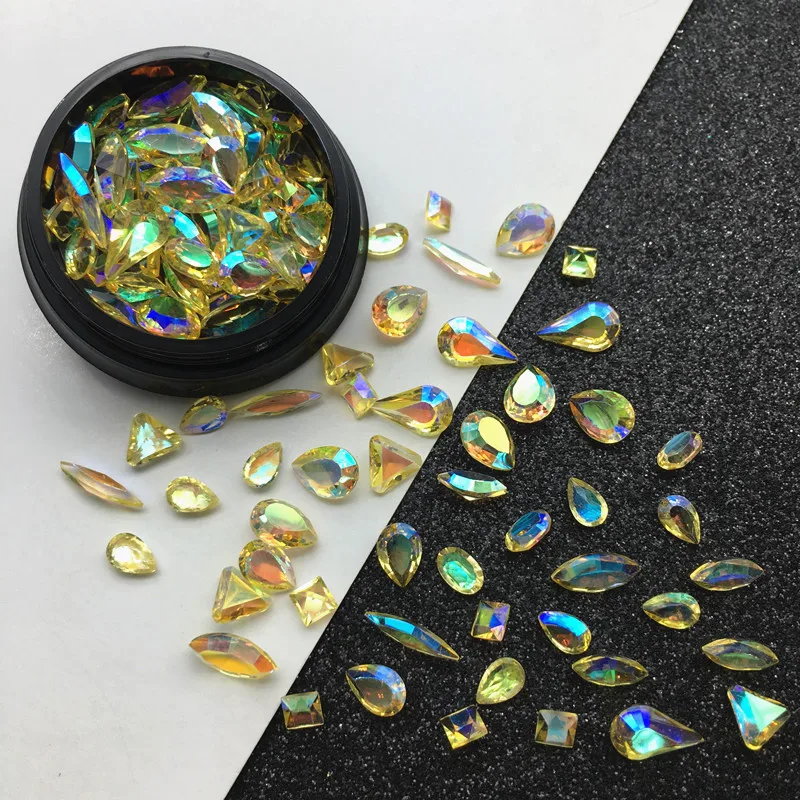 Tırnak Aurora Ab kristal cevheri Taklidi Dekorasyon Senfoni Reçine Nail Art İpucu Boncuk Lehçe Manikür Takı Charm Taş 1