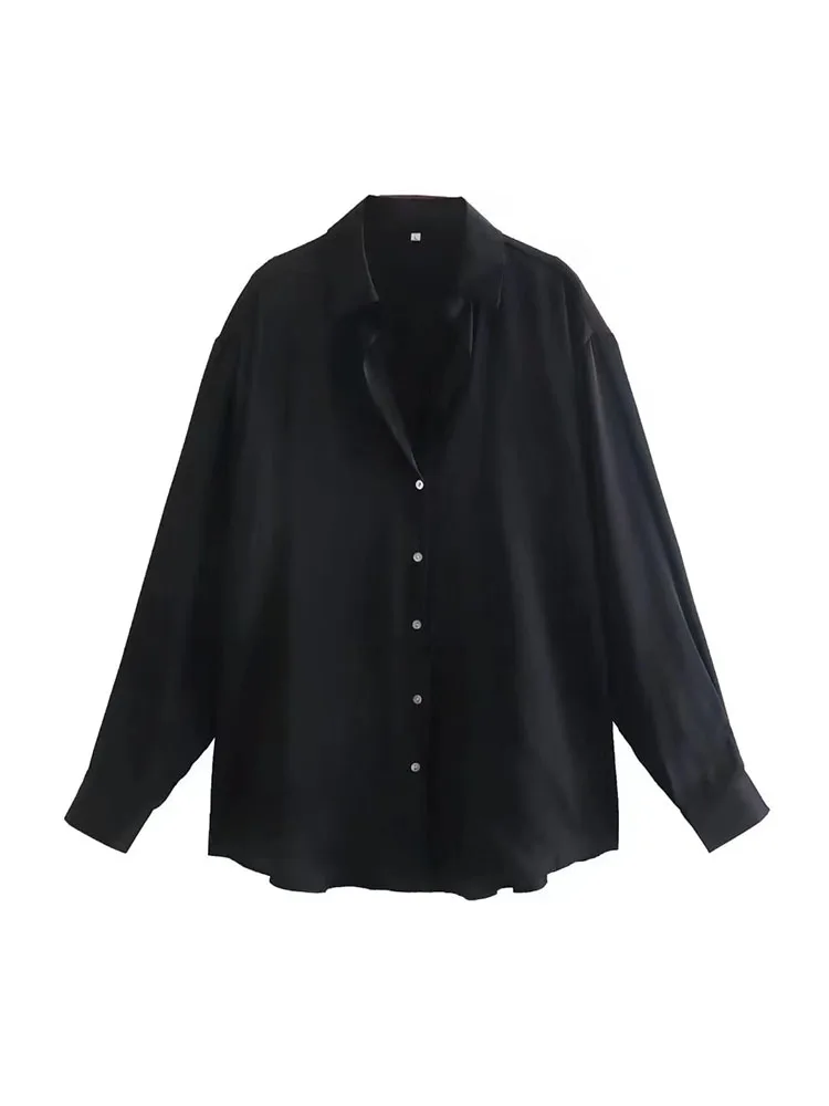 TRAF Kadın Leke Katı Bluz Gömlek 2022 Yaz Moda İnce Şık Ofis kadın bluzları Vintage Uzun Kollu T-shirt Dört Renk 1