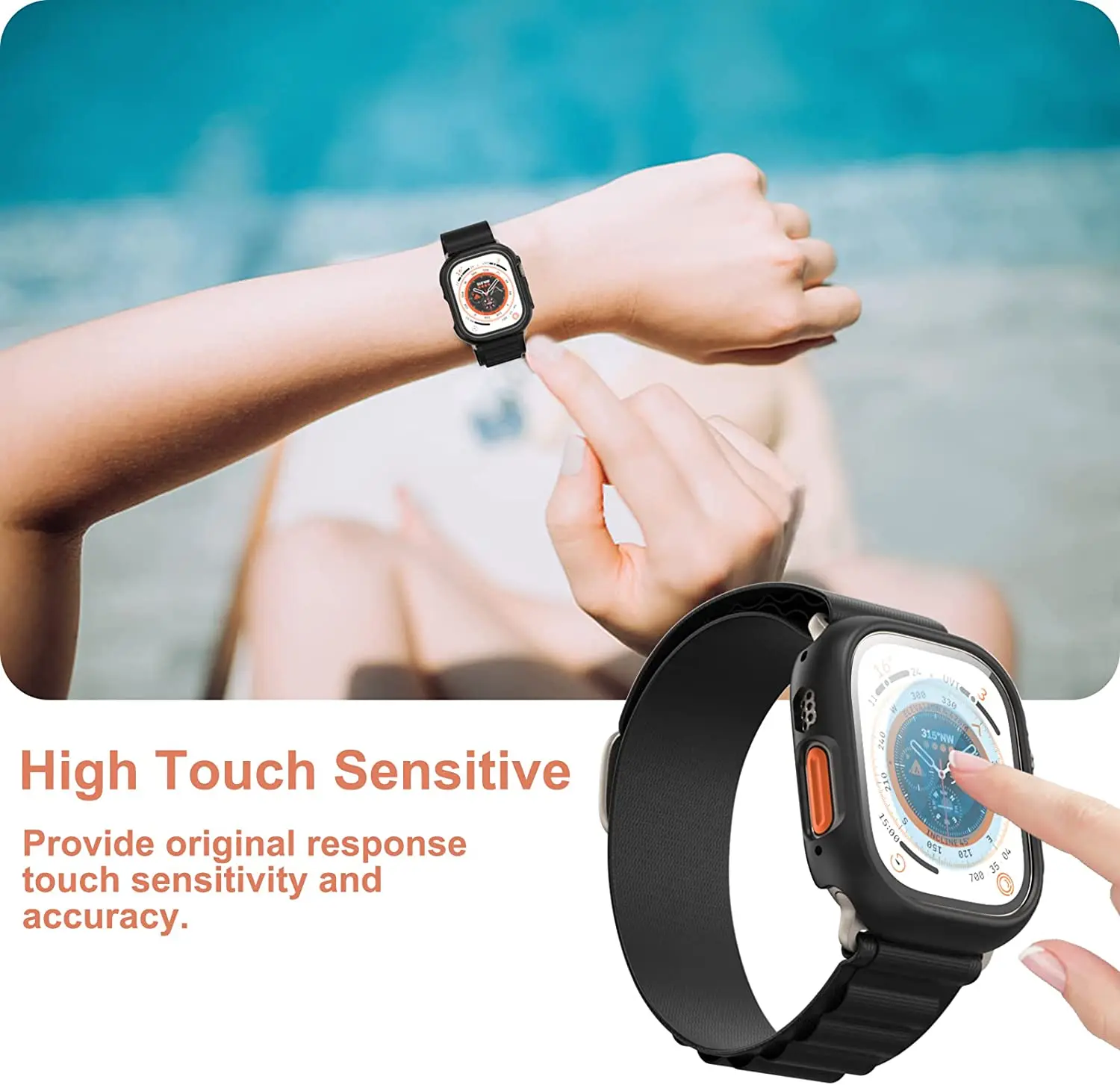 Cam + Kılıf Apple Ürünü İçin Ultra 49mm bant smartwatch PC Tampon + Ekran Koruyucu Temperli Kapak iwatch serisi Ultra Aksesuarları 1