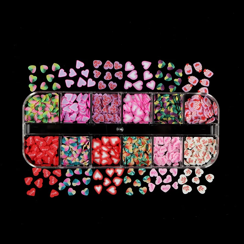 Akrilik Meyve Kalp Cadılar Bayramı Nail Art Sticker Dekorasyon Polimer Kil 3D Çivi Sequins Dilimleri Karışık Pillette Manikür 1