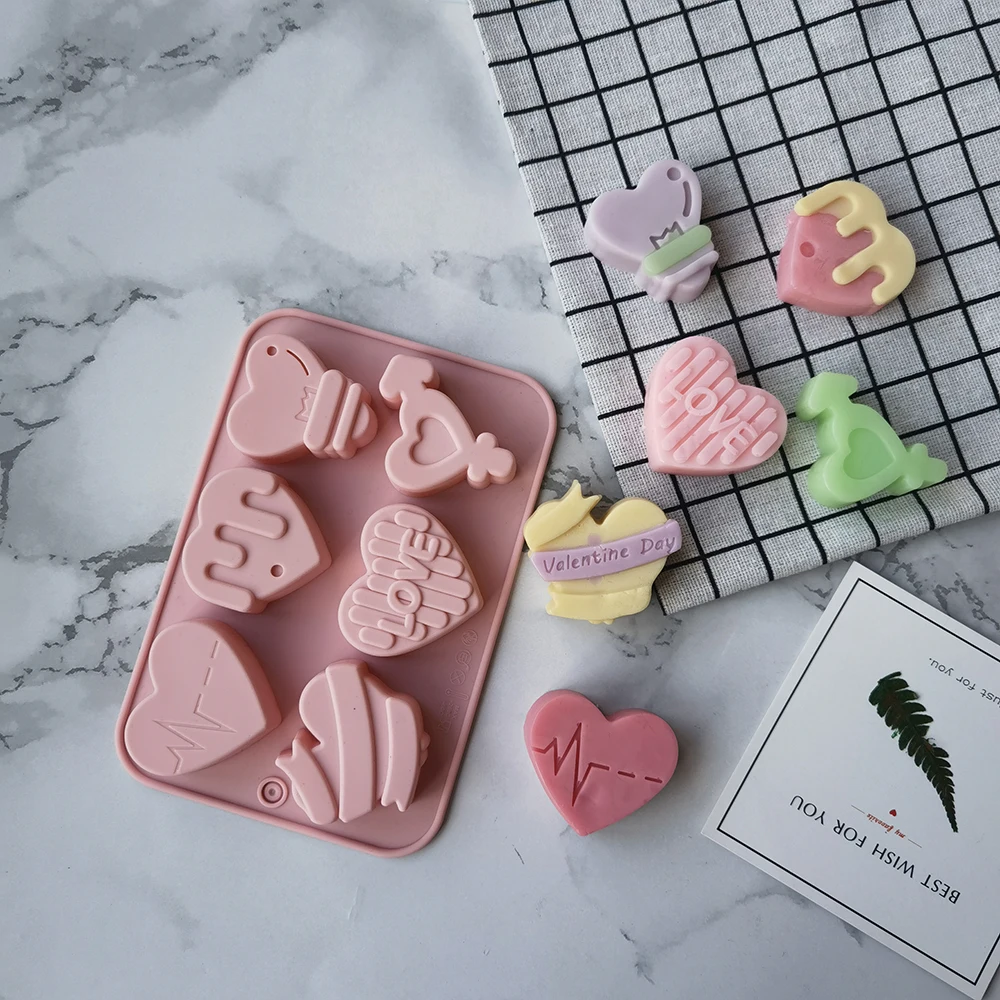 Melek Aşk Kalp Şekilli Silikon Çikolata Kalıp Kek Pişirme Araçları El Yapımı Sabun Mum Kalıp sevgililer Günü Dekoratif Hediye 1
